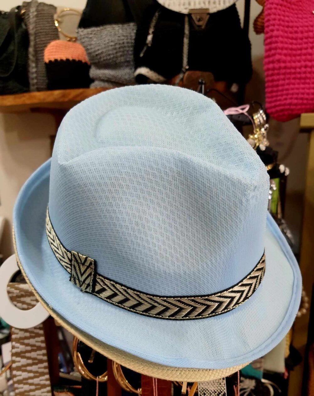 Γαλάζιο καβουράκι με boho κορδέλα